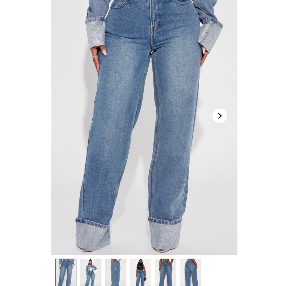 Fashion Nova Sparkle Cuff Jeans